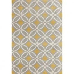 Contemporary Trellis Chain Gray/Yellow 5 ft. x 7 ft. Area Rug by World Rug Gallery