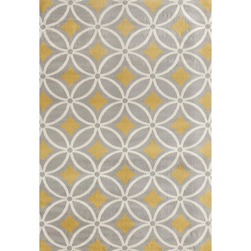 Contemporary Trellis Chain Gray/Yellow 5 ft. x 7 ft. Area Rug by World Rug Gallery 1 Contemporary Trellis Chain Gray/Yellow 5 ft. x 7 ft. Area Rug by World Rug Gallery