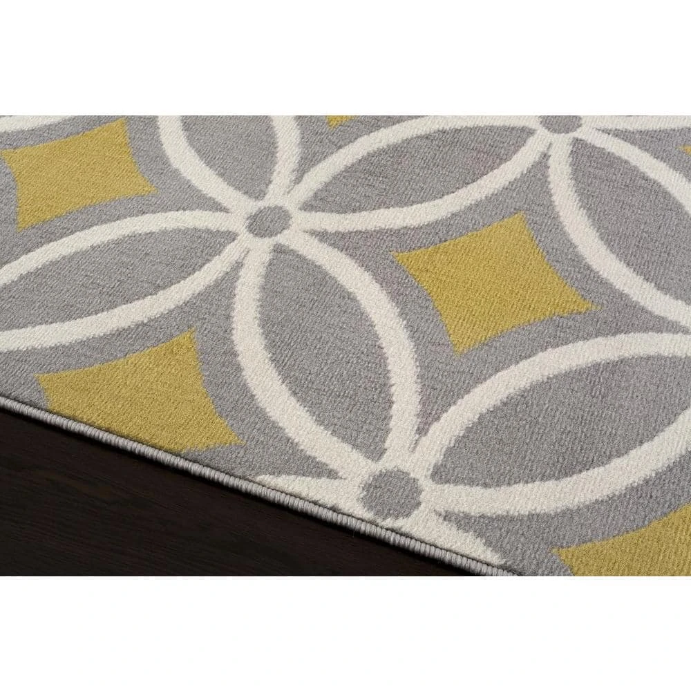 Contemporary Trellis Chain Gray/Yellow 5 ft. x 7 ft. Area Rug by World Rug Gallery 6 Contemporary Trellis Chain Gray/Yellow 5 ft. x 7 ft. Area Rug by World Rug Gallery - Image 6