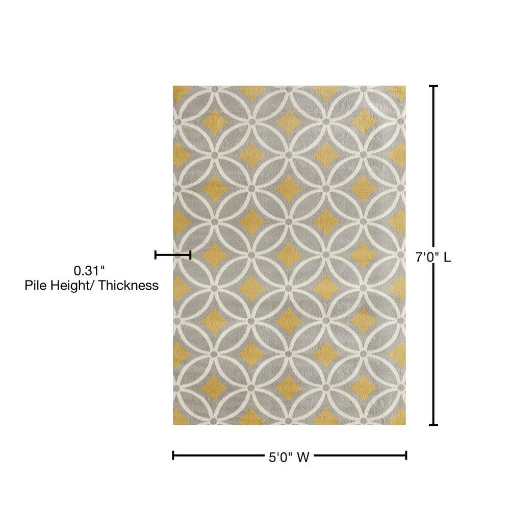Contemporary Trellis Chain Gray/Yellow 5 ft. x 7 ft. Area Rug by World Rug Gallery 7 Contemporary Trellis Chain Gray/Yellow 5 ft. x 7 ft. Area Rug by World Rug Gallery - Image 7