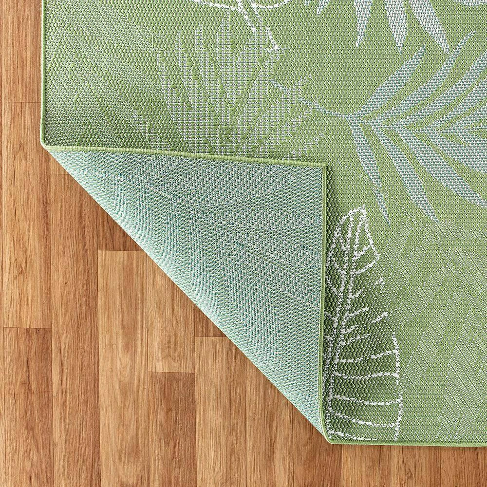 Green 5 ft. x 7 ft. Contemporary Floral Leaves Flatweave Waterproof Backyard Indoor/Outdoor Area Rug by World Rug Gallery 4 Green 5 ft. x 7 ft. Contemporary Floral Leaves Flatweave Waterproof Backyard Indoor/Outdoor Area Rug by World Rug Gallery - Image 4