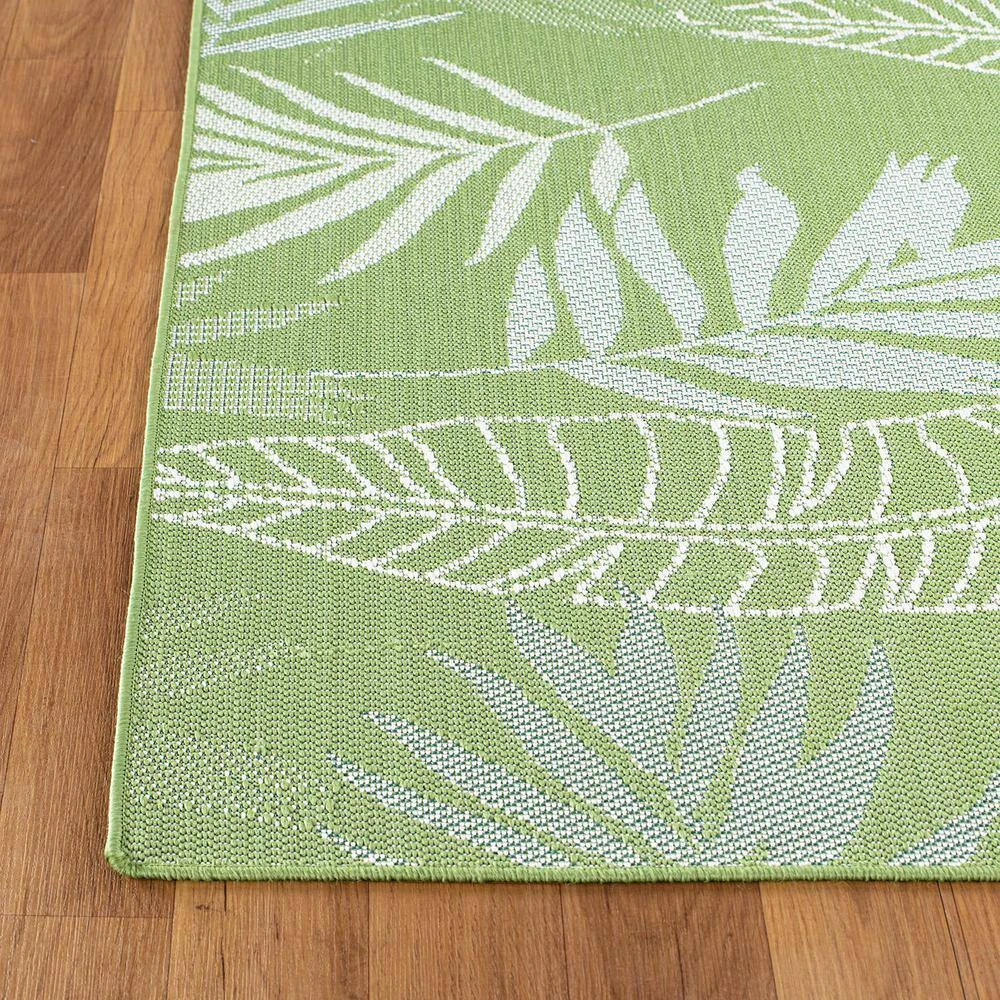Green 5 ft. x 7 ft. Contemporary Floral Leaves Flatweave Waterproof Backyard Indoor/Outdoor Area Rug by World Rug Gallery 2 Green 5 ft. x 7 ft. Contemporary Floral Leaves Flatweave Waterproof Backyard Indoor/Outdoor Area Rug by World Rug Gallery - Image 2