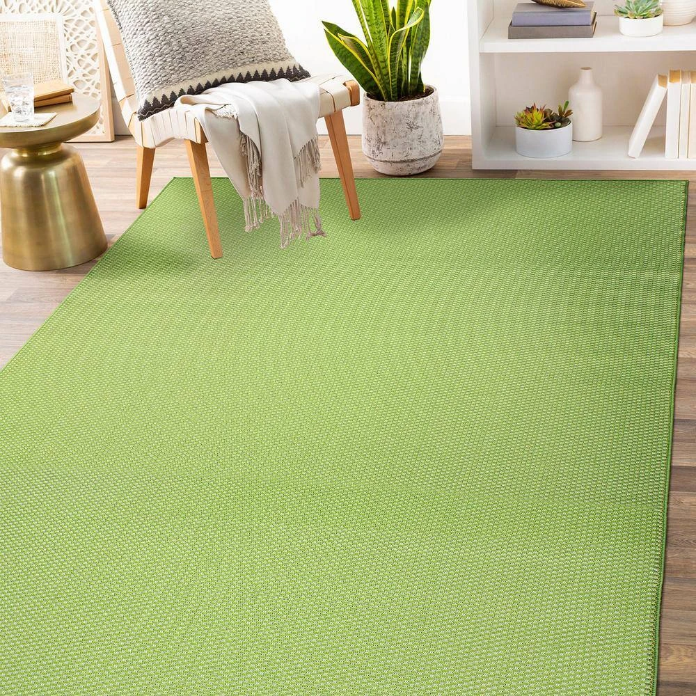 Green 7 ft. 10 in. x 10 ft. Solid Flatweave Indoor/Outdoor Area Rug by World Rug Gallery 9 Green 7 ft. 10 in. x 10 ft. Solid Flatweave Indoor/Outdoor Area Rug by World Rug Gallery - Image 9