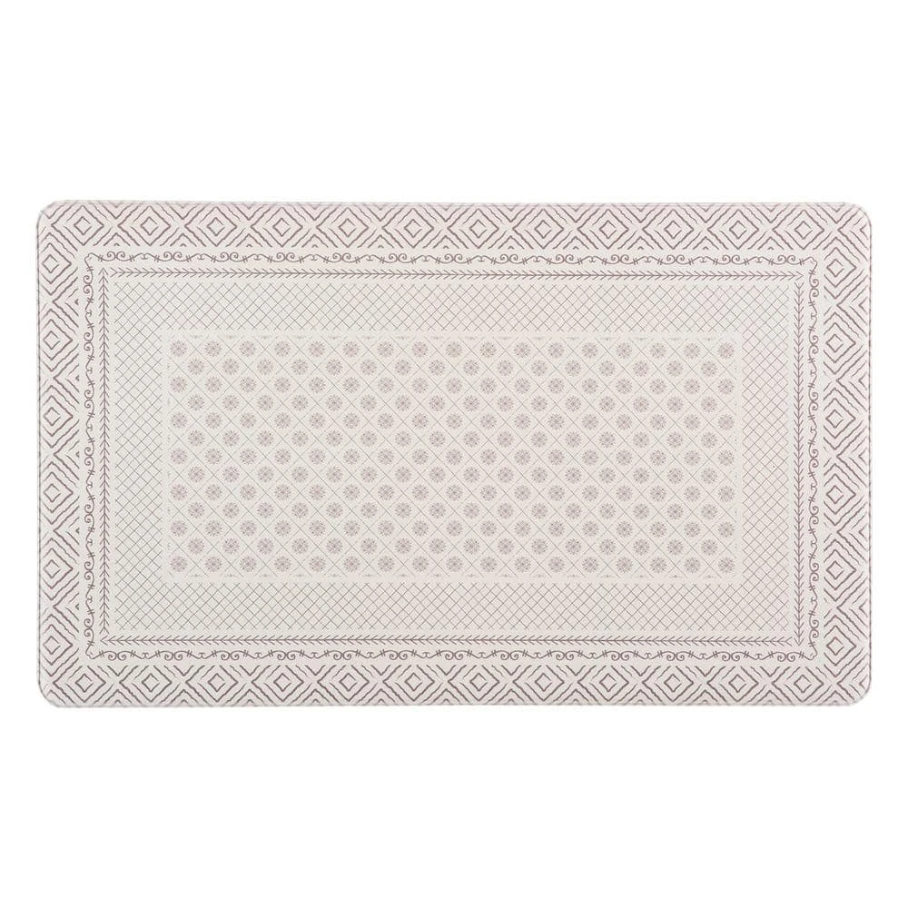 Bordered Bohemian Ivory 18 in. x 30 in. Anti-Fatigue Standing Mat by World Rug Gallery 1 Bordered Bohemian Ivory 18 in. x 30 in. Anti-Fatigue Standing Mat by World Rug Gallery