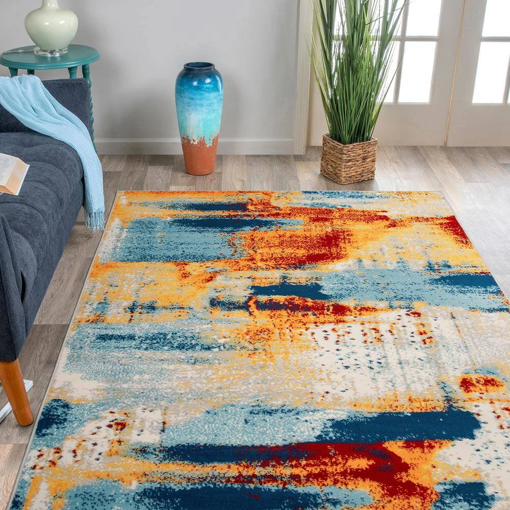 Splash Contemporary Multi 5 ft. x 7 ft. Area Rug by World Rug Gallery 6 Splash Contemporary Multi 5 ft. x 7 ft. Area Rug by World Rug Gallery - Image 6