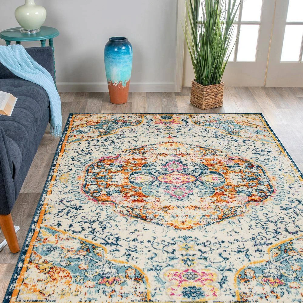 Boho Distressed Traditional Multi 5 ft. x 7 ft. Area Rug by World Rug Gallery 5 Boho Distressed Traditional Multi 5 ft. x 7 ft. Area Rug by World Rug Gallery - Image 5