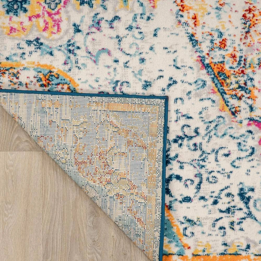 Boho Distressed Traditional Multi 5 ft. x 7 ft. Area Rug by World Rug Gallery 2 Boho Distressed Traditional Multi 5 ft. x 7 ft. Area Rug by World Rug Gallery - Image 2