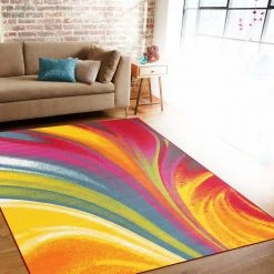 Contemporary Waves Non-Slip (Non-Skid) Multi 7 ft. 10 in. x 10 ft. Indoor Area Rug by World Rug Gallery 9 Contemporary Waves Non-Slip (Non-Skid) Multi 7 ft. 10 in. x 10 ft. Indoor Area Rug by World Rug Gallery -Shaw stor online multi world rug gallery area rugs 501multi8x10 31 1000