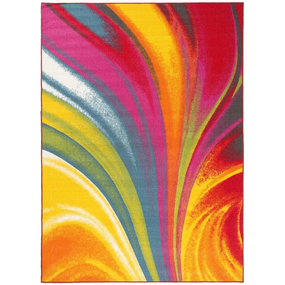 Contemporary Waves Non-Slip (Non-Skid) Multi 7 ft. 10 in. x 10 ft. Indoor Area Rug by World Rug Gallery 1 Contemporary Waves Non-Slip (Non-Skid) Multi 7 ft. 10 in. x 10 ft. Indoor Area Rug by World Rug Gallery