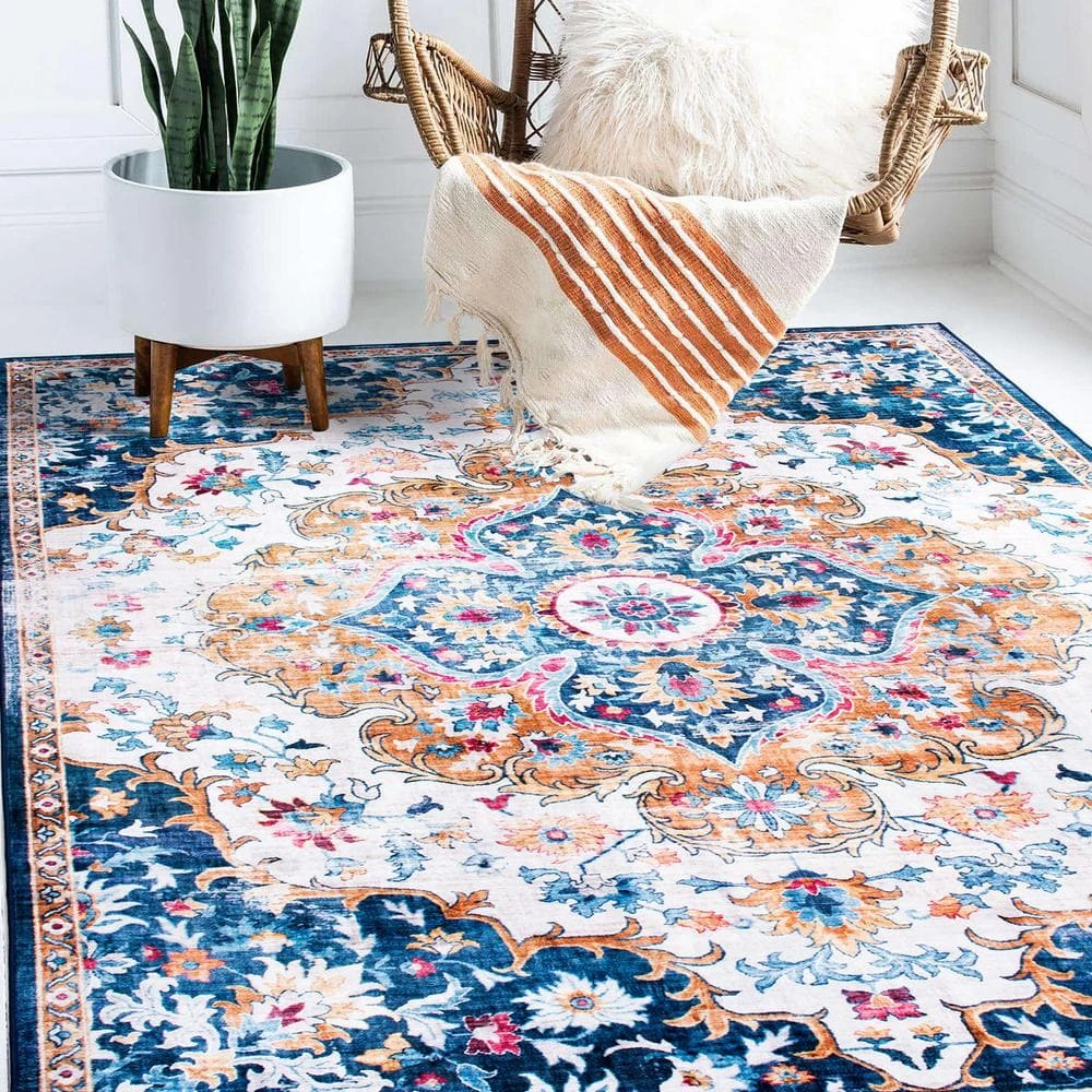 Multi 5 ft. x 7 ft. Bohemian Distressed Machine Washable Area Rug by World Rug Gallery 7 Multi 5 ft. x 7 ft. Bohemian Distressed Machine Washable Area Rug by World Rug Gallery - Image 7