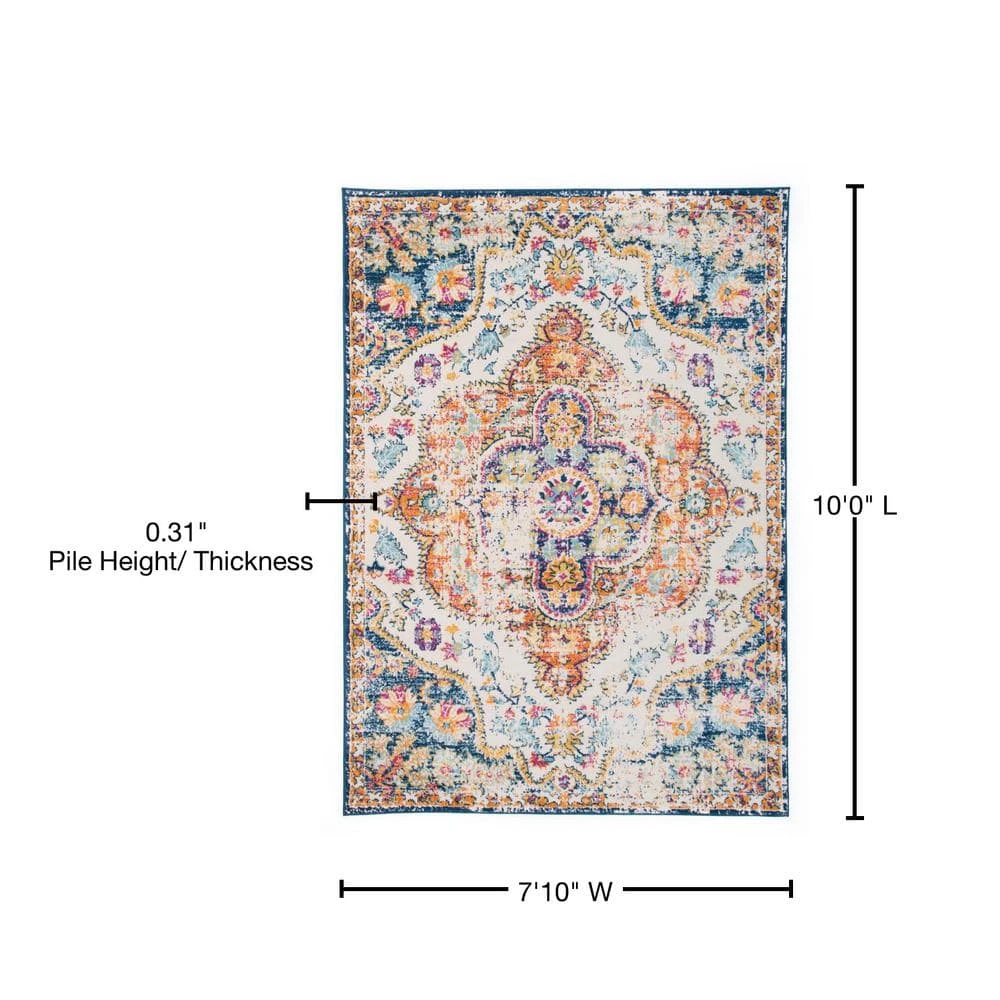 Vintage Distressed Bohemian 7 ft. 10 in. x 10 ft. Multi Area Rug by World Rug Gallery 5 Vintage Distressed Bohemian 7 ft. 10 in. x 10 ft. Multi Area Rug by World Rug Gallery - Image 5