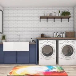 Contemporary Waves Multi 18 in. x 47 in. Anti-Fatigue Standing Mat by World Rug Gallery -Shaw stor online multi world rug gallery kitchen mats 1012multi18x47 4f 1000