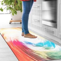 Contemporary Waves Multi 18 in. x 47 in. Anti-Fatigue Standing Mat by World Rug Gallery -Shaw stor online multi world rug gallery kitchen mats 1012multi18x47 c3 1000