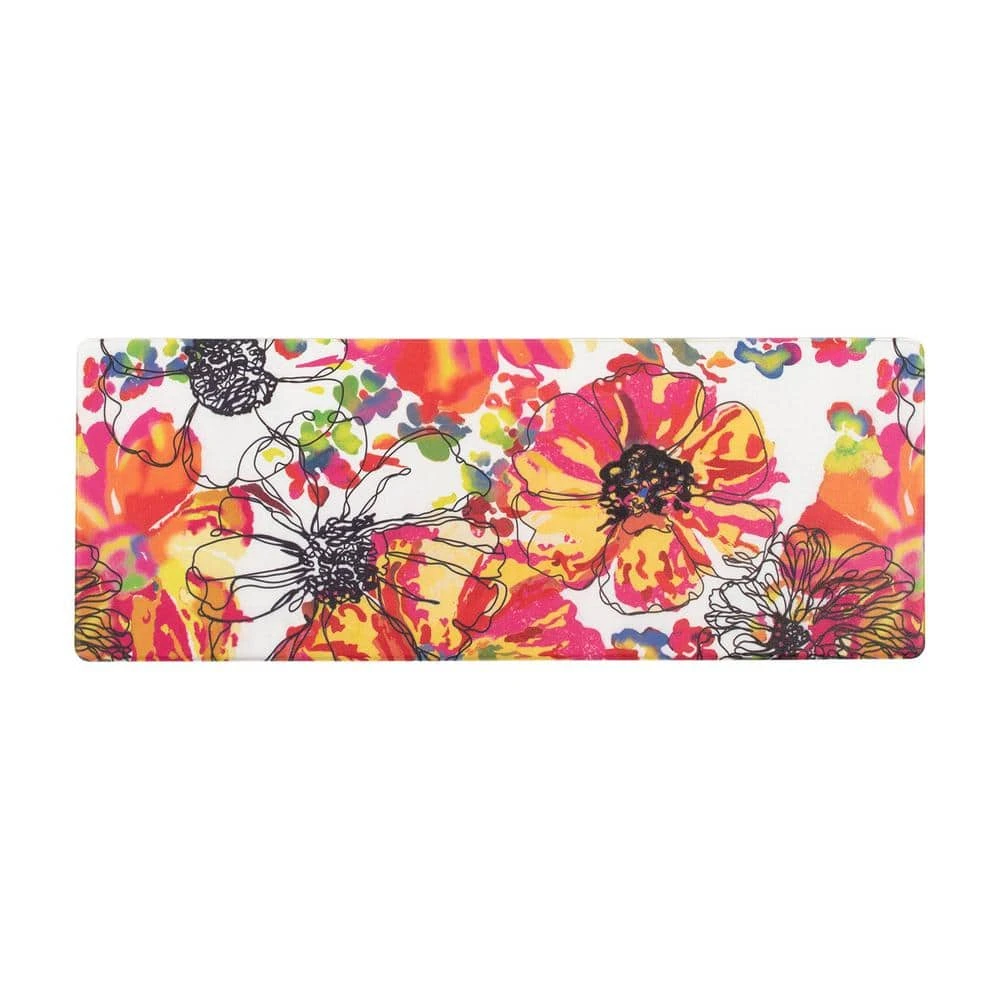 Multi 18 in. x 47 in. Modern Bright Flowers Anti Fatigue Standing Mat by World Rug Gallery 1 Multi 18 in. x 47 in. Modern Bright Flowers Anti Fatigue Standing Mat by World Rug Gallery