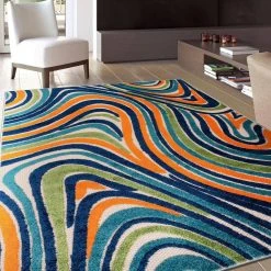 Modern Waves Multi 5 ft. x 7 ft. Indoor/Outdoor Area Rug by World Rug Gallery -Shaw stor online multi world rug gallery outdoor rugs 8010multi5x7 1f 1000