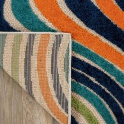Modern Waves Multi 5 ft. x 7 ft. Indoor/Outdoor Area Rug by World Rug Gallery -Shaw stor online multi world rug gallery outdoor rugs 8010multi5x7 66 1000