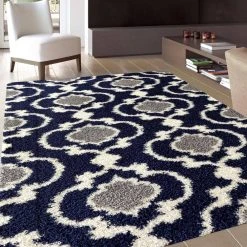 Moroccan Trellis Cozy Shag Navy 7 ft. 10 in. x 10 ft. Indoor Area Rug by World Rug Gallery 11 Moroccan Trellis Cozy Shag Navy 7 ft. 10 in. x 10 ft. Indoor Area Rug by World Rug Gallery -Shaw stor online navy world rug gallery area rugs 2525navy8x10 31 1000