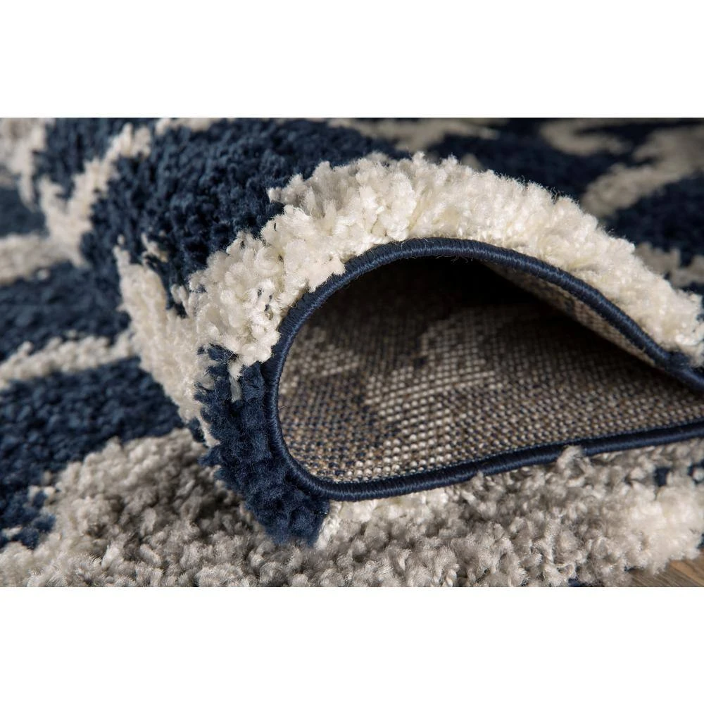 Moroccan Trellis Cozy Shag Navy 7 ft. 10 in. x 10 ft. Indoor Area Rug by World Rug Gallery 4 Moroccan Trellis Cozy Shag Navy 7 ft. 10 in. x 10 ft. Indoor Area Rug by World Rug Gallery - Image 4