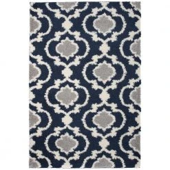 Moroccan Trellis Cozy Shag Navy 7 ft. 10 in. x 10 ft. Indoor Area Rug by World Rug Gallery