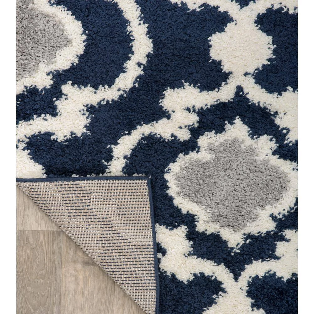 Moroccan Trellis Cozy Shag Navy 7 ft. 10 in. x 10 ft. Indoor Area Rug by World Rug Gallery 2 Moroccan Trellis Cozy Shag Navy 7 ft. 10 in. x 10 ft. Indoor Area Rug by World Rug Gallery - Image 2