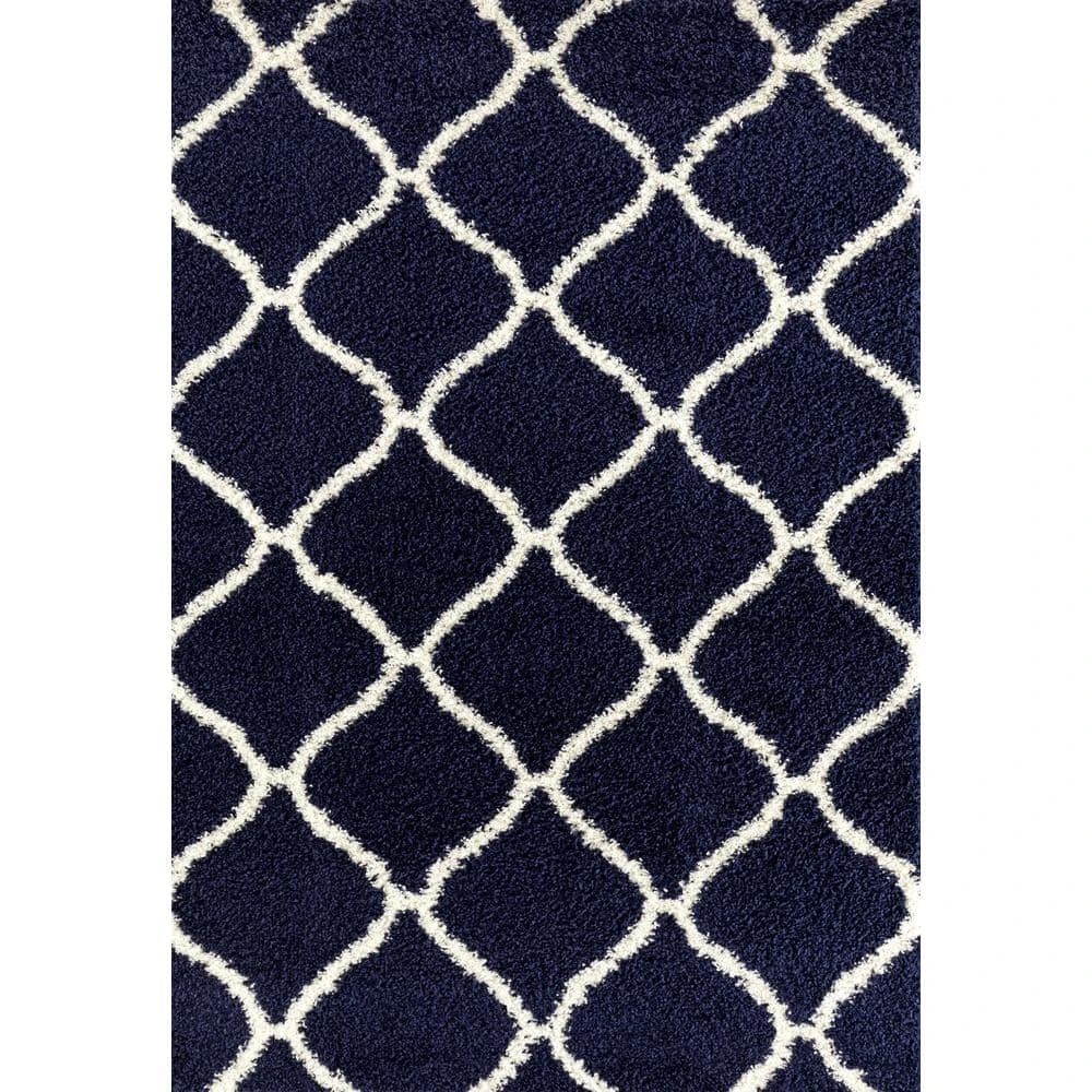 Moroccan Modern Geometric Shag Navy 7 ft. 10 in. x 10 ft. Indoor Area Rug by World Rug Gallery 1 Moroccan Modern Geometric Shag Navy 7 ft. 10 in. x 10 ft. Indoor Area Rug by World Rug Gallery