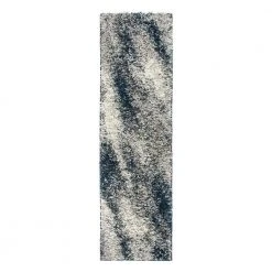 Navy 2 ft. x 7 ft. Modern Distressed Ombre Plush Shag Runner Rug by World Rug Gallery