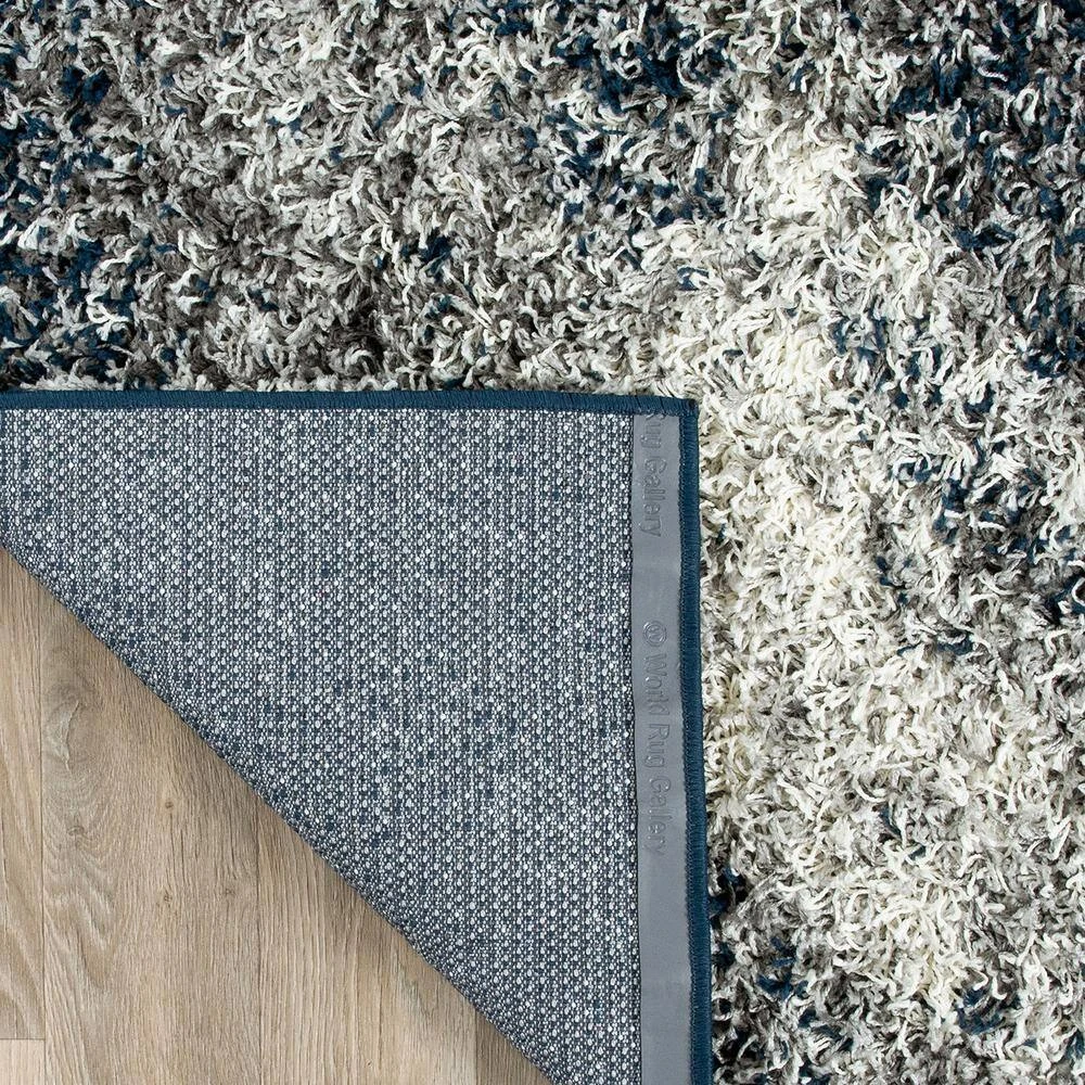 Navy 2 ft. x 7 ft. Modern Distressed Ombre Plush Shag Runner Rug by World Rug Gallery 3 Navy 2 ft. x 7 ft. Modern Distressed Ombre Plush Shag Runner Rug by World Rug Gallery - Image 3
