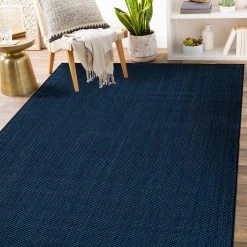 Navy 5 ft. x 7 ft. Solid Flatweave Waterproof Backyard Indoor/Outdoor Area Rug by World Rug Gallery -Shaw stor online navy world rug gallery outdoor rugs 5016navy5x7 76 1000