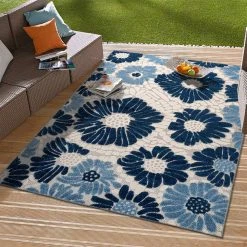 Palermo Navy 7 ft. 10 in. x 10 ft. Modern Floral Flowers Indoor/Outdoor Area Rug by World Rug Gallery 17 Palermo Navy 7 ft. 10 in. x 10 ft. Modern Floral Flowers Indoor/Outdoor Area Rug by World Rug Gallery -Shaw stor online navy world rug gallery outdoor rugs 8016navy8x10 31 1000