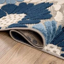 Palermo Navy 7 ft. 10 in. x 10 ft. Modern Floral Flowers Indoor/Outdoor Area Rug by World Rug Gallery 15 Palermo Navy 7 ft. 10 in. x 10 ft. Modern Floral Flowers Indoor/Outdoor Area Rug by World Rug Gallery -Shaw stor online navy world rug gallery outdoor rugs 8016navy8x10 44 1000