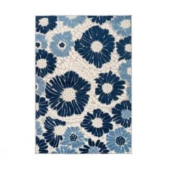Palermo Navy 7 ft. 10 in. x 10 ft. Modern Floral Flowers Indoor/Outdoor Area Rug by World Rug Gallery