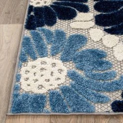 Palermo Navy 7 ft. 10 in. x 10 ft. Modern Floral Flowers Indoor/Outdoor Area Rug by World Rug Gallery 16 Palermo Navy 7 ft. 10 in. x 10 ft. Modern Floral Flowers Indoor/Outdoor Area Rug by World Rug Gallery -Shaw stor online navy world rug gallery outdoor rugs 8016navy8x10 fa 1000