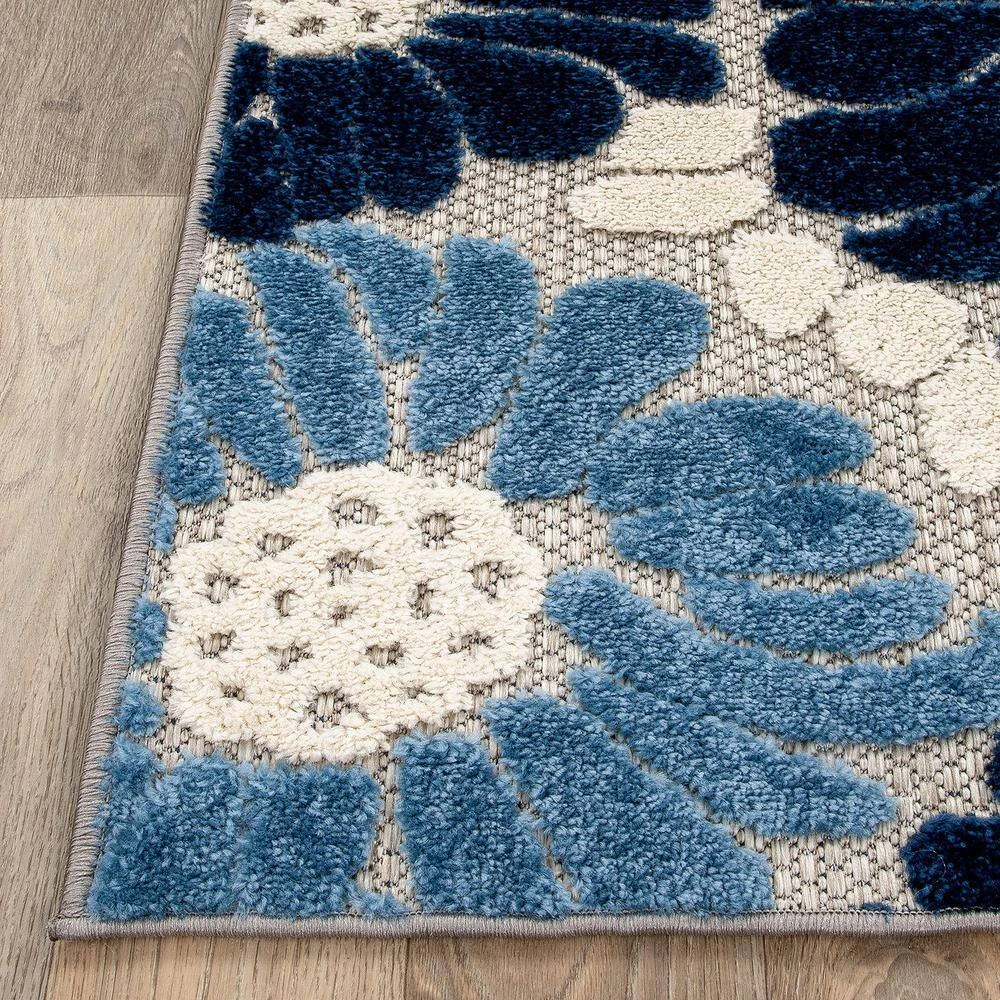 Palermo Navy 7 ft. 10 in. x 10 ft. Modern Floral Flowers Indoor/Outdoor Area Rug by World Rug Gallery 8 Palermo Navy 7 ft. 10 in. x 10 ft. Modern Floral Flowers Indoor/Outdoor Area Rug by World Rug Gallery - Image 8