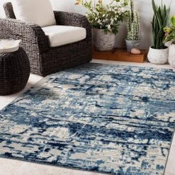 Navy 7 ft. 10 in. x 10 ft. Contemporary Distressed Abstract Indoor/Outdoor Area Rug by World Rug Gallery 13 Navy 7 ft. 10 in. x 10 ft. Contemporary Distressed Abstract Indoor/Outdoor Area Rug by World Rug Gallery -Shaw stor online navy world rug gallery outdoor rugs 8027navy8x10 4f 1000