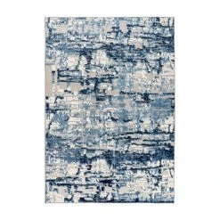 Navy 7 ft. 10 in. x 10 ft. Contemporary Distressed Abstract Indoor/Outdoor Area Rug by World Rug Gallery