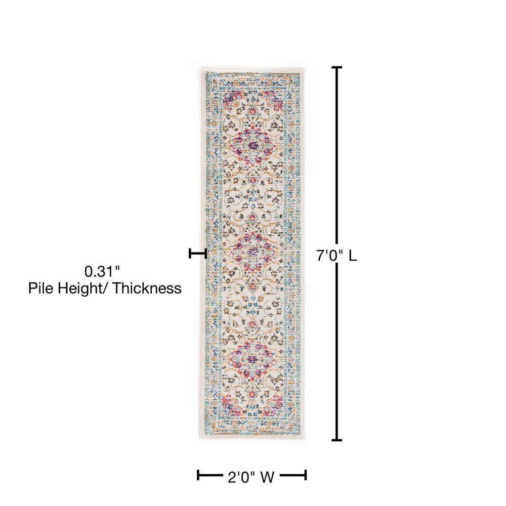 Traditional Persian 2 ft. x 7 ft. Pink Runner Rug by World Rug Gallery 5 Traditional Persian 2 ft. x 7 ft. Pink Runner Rug by World Rug Gallery - Image 5