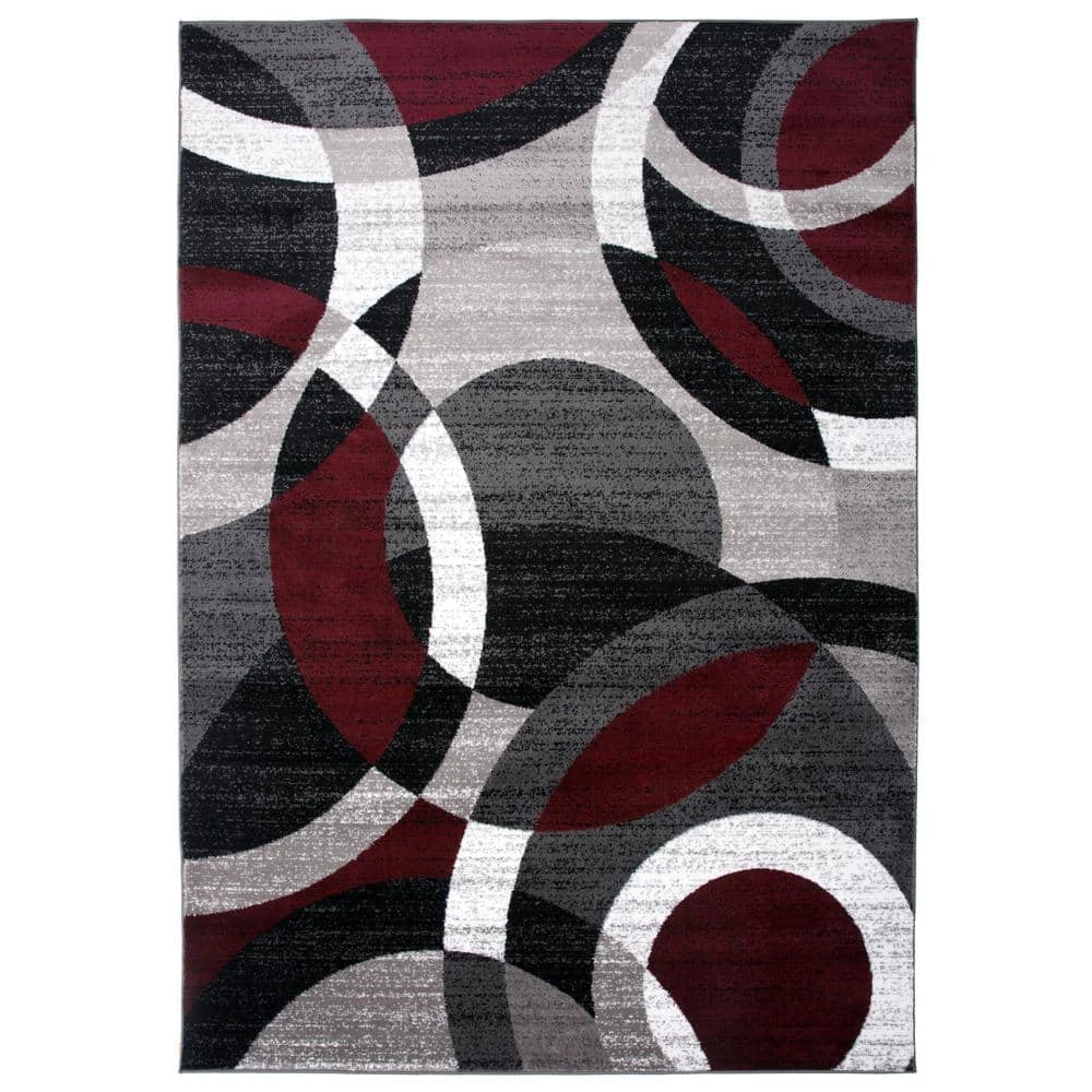 Modern Abstract Circles Red 9 ft. x 12 ft. Indoor Area Rug by World Rug Gallery 1 Modern Abstract Circles Red 9 ft. x 12 ft. Indoor Area Rug by World Rug Gallery