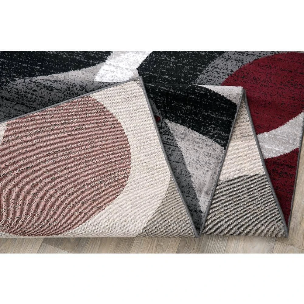 Modern Abstract Circles Red 9 ft. x 12 ft. Indoor Area Rug by World Rug Gallery 2 Modern Abstract Circles Red 9 ft. x 12 ft. Indoor Area Rug by World Rug Gallery - Image 2