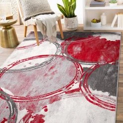 Red 5 ft. x 7 ft. Contemporary Modern Circles Area Rug by World Rug Gallery 17 Red 5 ft. x 7 ft. Contemporary Modern Circles Area Rug by World Rug Gallery -Shaw stor online red world rug gallery area rugs 2064red5x7 31 1000
