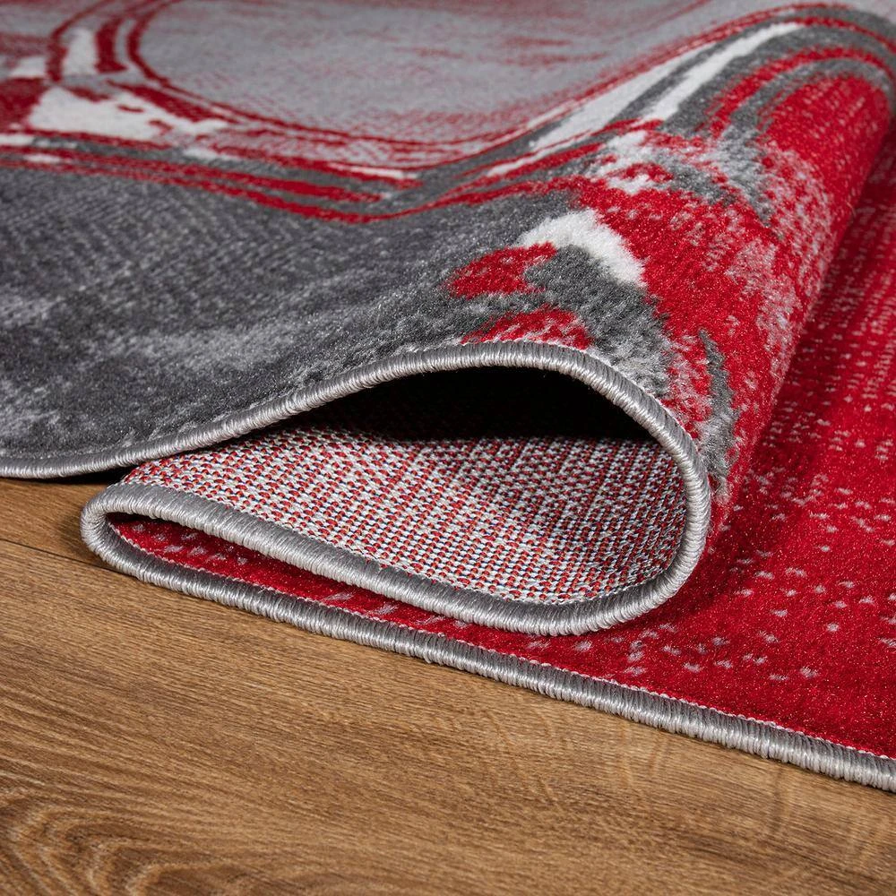 Red 5 ft. x 7 ft. Contemporary Modern Circles Area Rug by World Rug Gallery 7 Red 5 ft. x 7 ft. Contemporary Modern Circles Area Rug by World Rug Gallery - Image 7