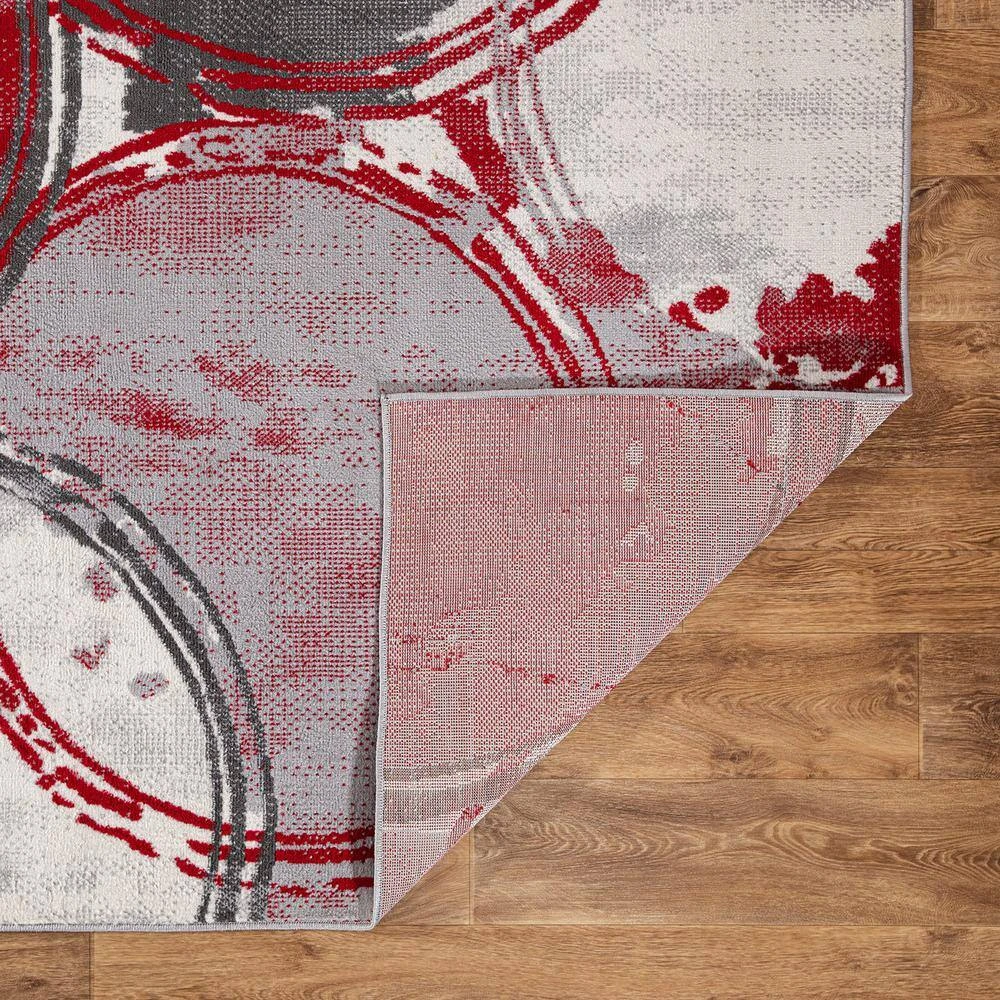 Red 5 ft. x 7 ft. Contemporary Modern Circles Area Rug by World Rug Gallery 3 Red 5 ft. x 7 ft. Contemporary Modern Circles Area Rug by World Rug Gallery - Image 3