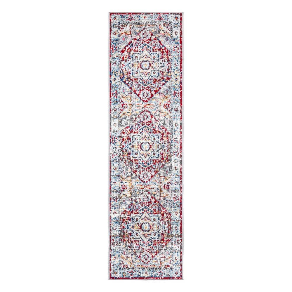 Red 2 ft. x 7 ft. Bohemian Traditional Runner Rug by World Rug Gallery 1 Red 2 ft. x 7 ft. Bohemian Traditional Runner Rug by World Rug Gallery