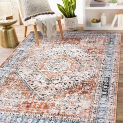 Rust 5 ft. x 7 ft. Distressed Traditional Machine Washable Area Rug by World Rug Gallery -Shaw stor online rust world rug gallery area rugs 7026rust5x7 31 1000