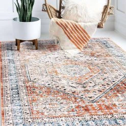 Rust 5 ft. x 7 ft. Distressed Traditional Machine Washable Area Rug by World Rug Gallery -Shaw stor online rust world rug gallery area rugs 7026rust5x7 44 1000