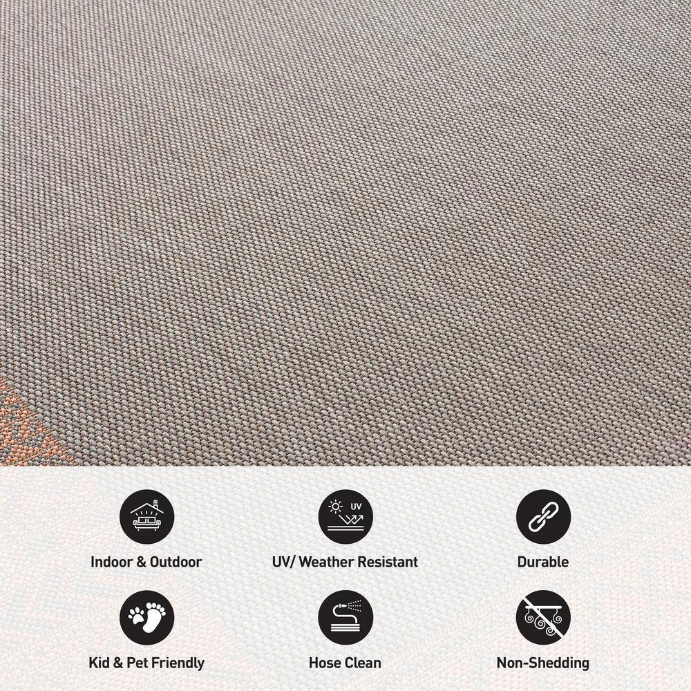 Rust 7 ft. 10 in. x 10 ft. Bohemian Bordered Flatweave Waterproof Backyard Indoor/Outdoor Area Rug by World Rug Gallery 6 Rust 7 ft. 10 in. x 10 ft. Bohemian Bordered Flatweave Waterproof Backyard Indoor/Outdoor Area Rug by World Rug Gallery - Image 6