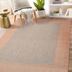 Rust 7 ft. 10 in. x 10 ft. Bohemian Bordered Flatweave Waterproof Backyard Indoor/Outdoor Area Rug by World Rug Gallery 18 Rust 7 ft. 10 in. x 10 ft. Bohemian Bordered Flatweave Waterproof Backyard Indoor/Outdoor Area Rug by World Rug Gallery -Shaw stor online rust world rug gallery outdoor rugs 5003rust8x10 76 1000