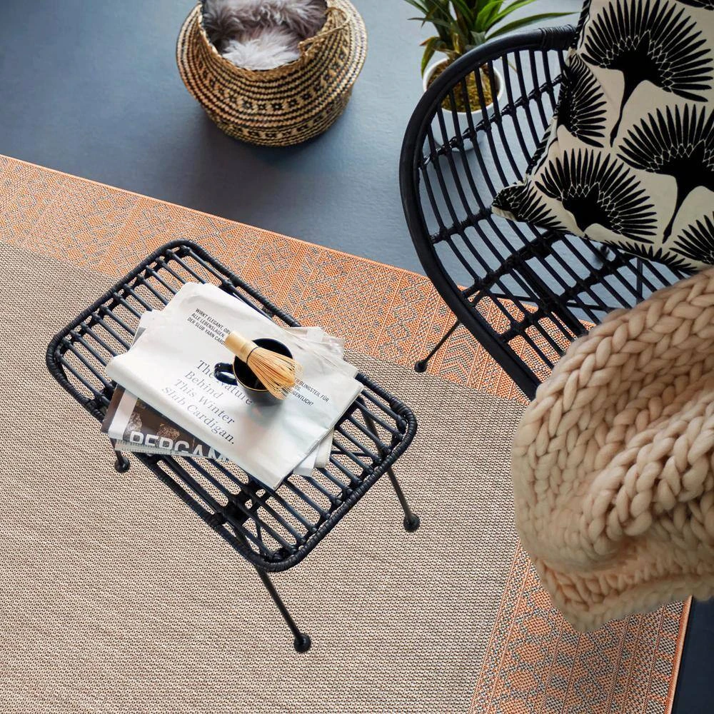 Rust 7 ft. 10 in. x 10 ft. Bohemian Bordered Flatweave Waterproof Backyard Indoor/Outdoor Area Rug by World Rug Gallery 8 Rust 7 ft. 10 in. x 10 ft. Bohemian Bordered Flatweave Waterproof Backyard Indoor/Outdoor Area Rug by World Rug Gallery - Image 8