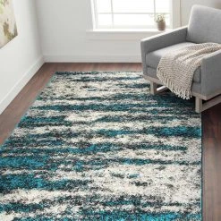 Turquoise 5 ft. x 7 ft. Modern Abstract Design Plush Shag Area Rug by World Rug Gallery 11 Turquoise 5 ft. x 7 ft. Modern Abstract Design Plush Shag Area Rug by World Rug Gallery -Shaw stor online turquoise world rug gallery area rugs 466turquoise5x7 31 1000
