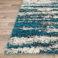 Turquoise 5 ft. x 7 ft. Modern Abstract Design Plush Shag Area Rug by World Rug Gallery 10 Turquoise 5 ft. x 7 ft. Modern Abstract Design Plush Shag Area Rug by World Rug Gallery -Shaw stor online turquoise world rug gallery area rugs 466turquoise5x7 4f 1000