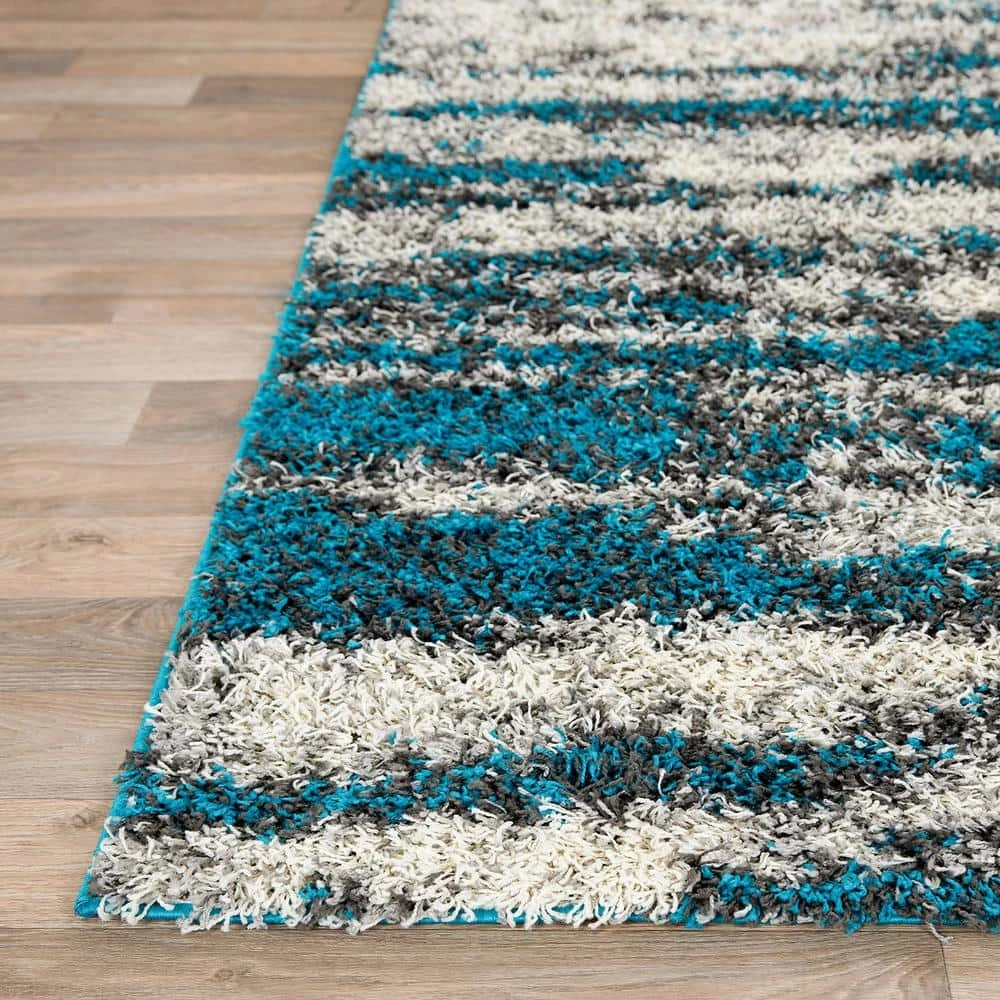 Turquoise 5 ft. x 7 ft. Modern Abstract Design Plush Shag Area Rug by World Rug Gallery 5 Turquoise 5 ft. x 7 ft. Modern Abstract Design Plush Shag Area Rug by World Rug Gallery - Image 5
